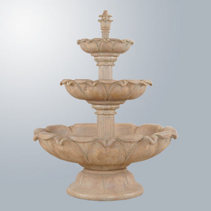 Acquarossa Three Tier Fountain Short outdoor water feature with cascading water
