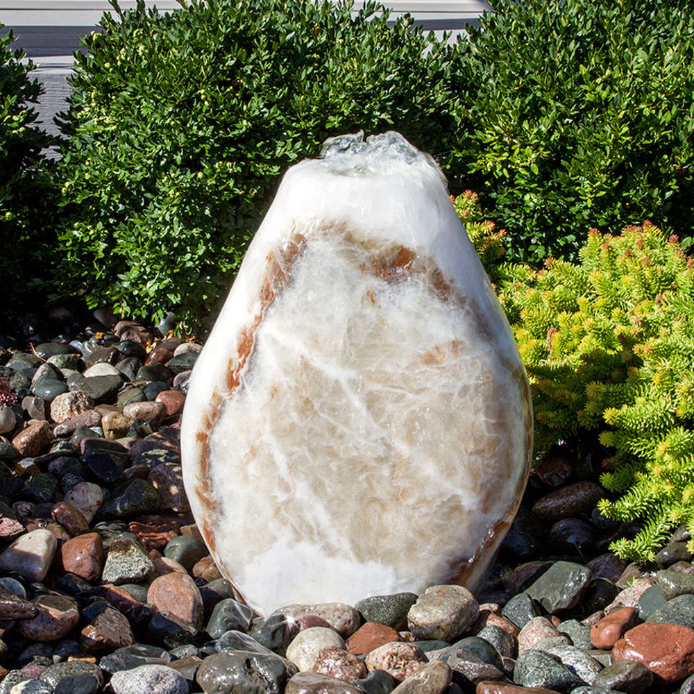 Almond shaped red onyx stone fountain