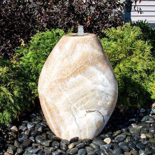 Almond Shaped Yellow Onyx Stone Fountain