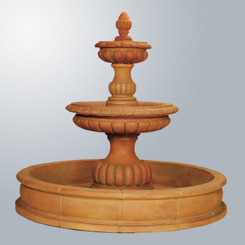 Ambra Two Tier Pond Fountain with water flowing