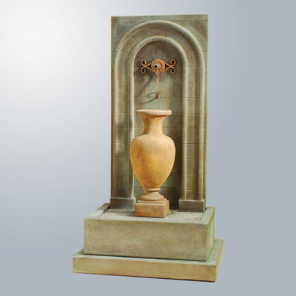 Amphorae Ribbed Wall Fountain with water flowing