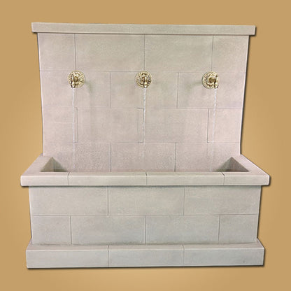 Antibes Trois Wall Fountain with Bronze Spouts