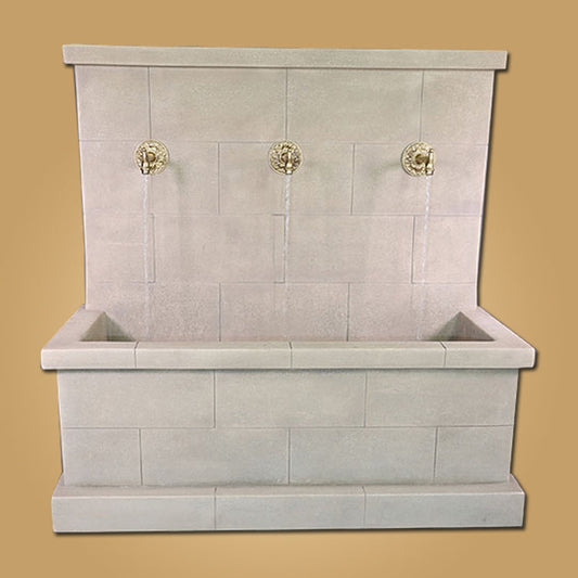 Antibes Trois Wall Fountain with Bronze Spouts