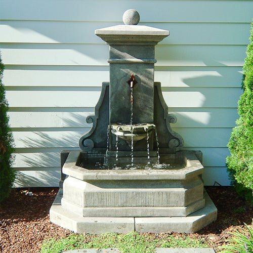 Avignon Wall Fountain with lion head spout and basin