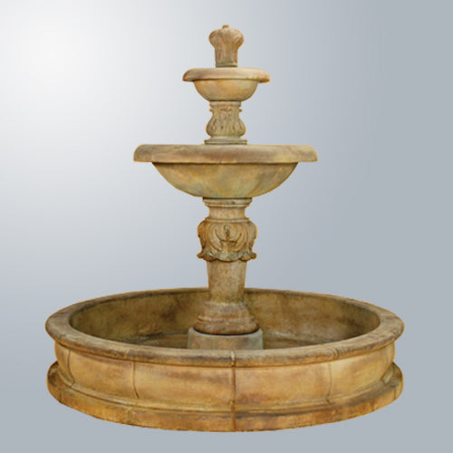 Barcellona Two Tier Pond Fountain in a garden setting