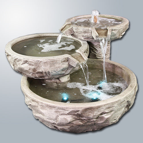 Basalt Triple Cascade Fountain outdoor water feature