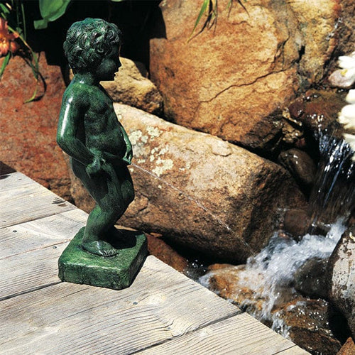 Brass Baron Belgian Boy Pool Statuary bronze sculpture water feature