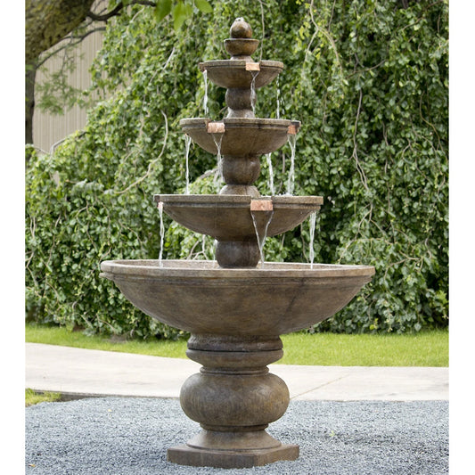 Buckingham Four Tier Fountain in a garden setting