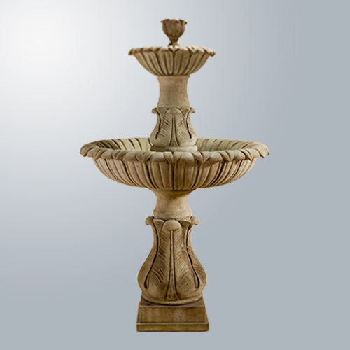 Calanthia Two Tier Fountain with Lotus Finial garden water feature