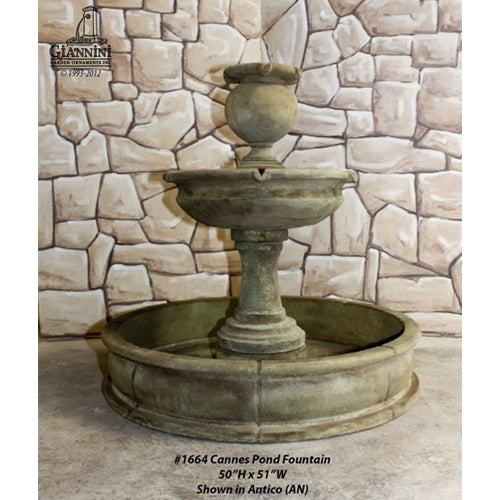Cannes Pond Fountain with water flowing
