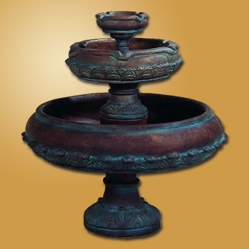 Capri Three Tier Outdoor Water Fountain with water flowing