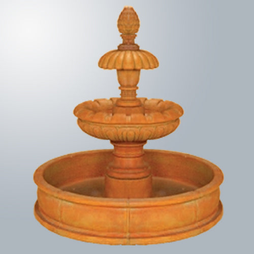 Caroline Two Tier Pond Fountain with water flowing