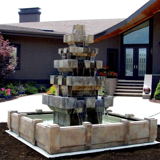 Cascadia Outdoor Fountain in Dimensions Pool