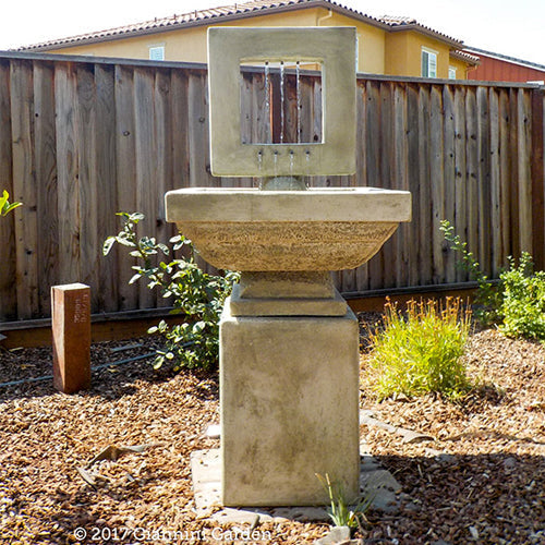 Tall square contemporary outdoor water fountain