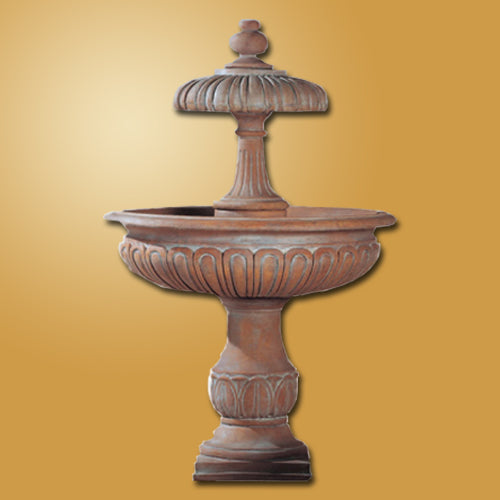 Cortona Two Tier Outdoor Water Fountain in a garden setting