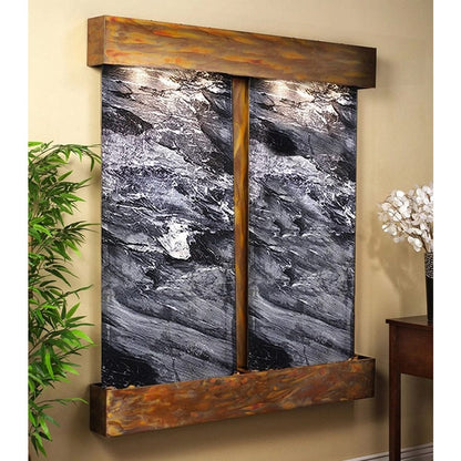 Cottonwood Falls Wall Fountain with natural stone and copper accents