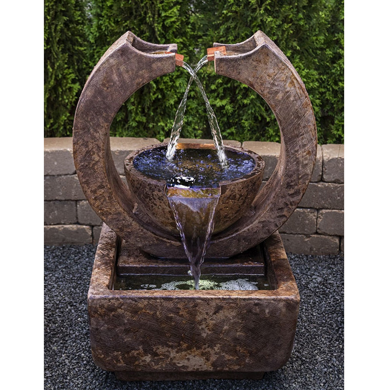 Crescent Two Spill Fountain with water flowing