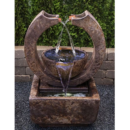 Crescent Two Spill Fountain with water flowing