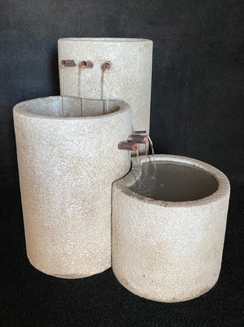 Cylinder Streams Cascade Fountain with water flowing