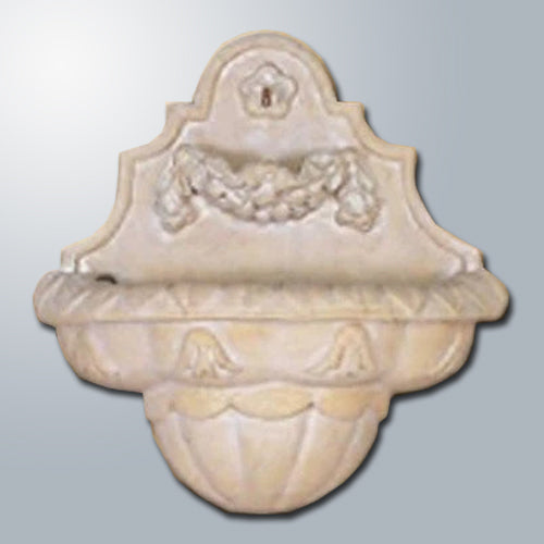 Della Robbia Wall Fountain with cherub and fruit garland