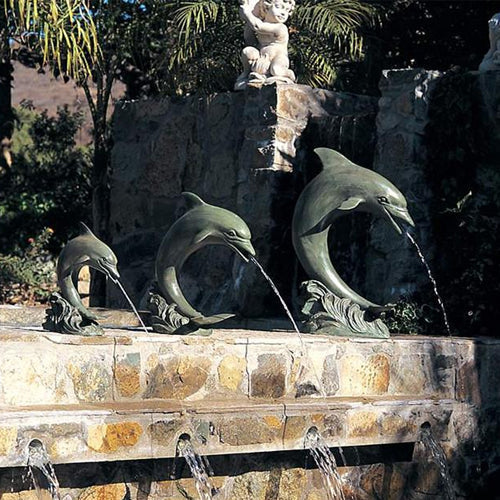 Brass Baron Large Single Dolphin Garden Pool Accent Sculpture