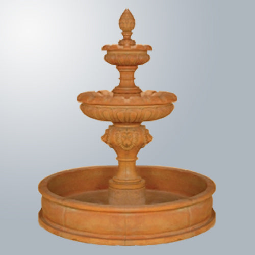 Empiro Lion Two Tier Pond Fountain with water flowing