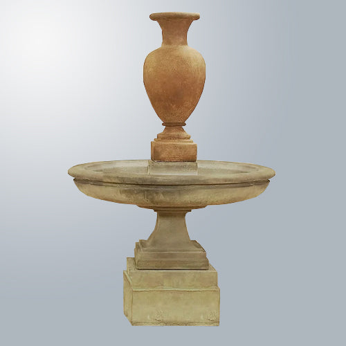 Etruscan Urn Short Fountain in a garden setting