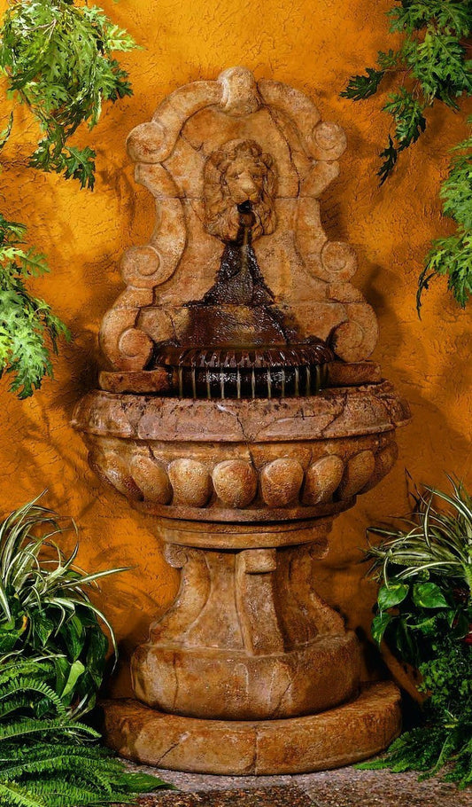 Europa Murabella Lion Wall Outdoor Fountain with water flowing