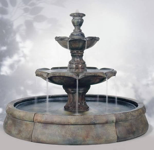 Finial Spill Fountain in Crested Pool water feature