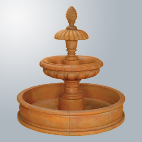 Fortino Two Tier Pond Fountain in a garden setting