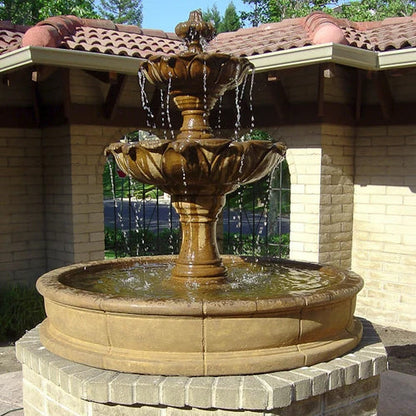 Gardenia Two Tier Pond Fountain with water flowing
