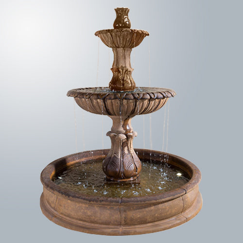 Grandis Calanthia Two Tier Pond Fountain in a garden setting