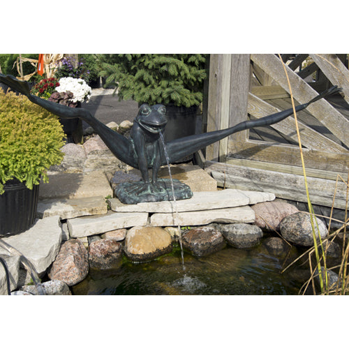 Brass Baron Gymnastic Frog Garden Pool Accent statue