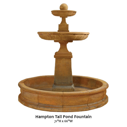 Hampton Tall Pond Fountain with water flowing