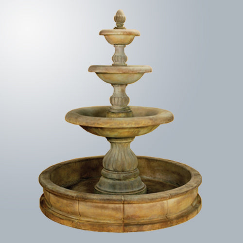 Isola Three Tier Pond Fountain in a garden setting
