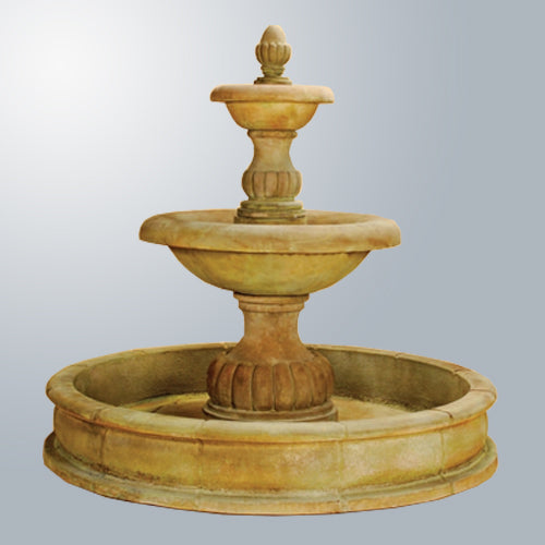 Isola Two Tier Pond Fountain with water flowing