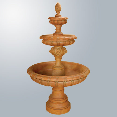 Italica Three Tier Fountain in a garden setting