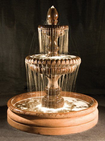 Pioggia Cast Stone Tiered Outdoor Fountain with 46 inch Basin