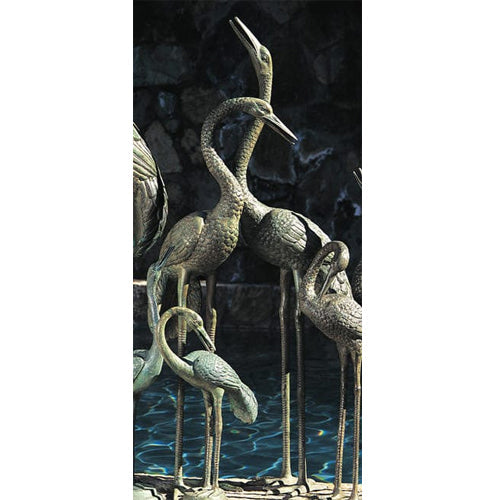 Brass Baron Large Crane Pair Garden Accent outdoor sculpture