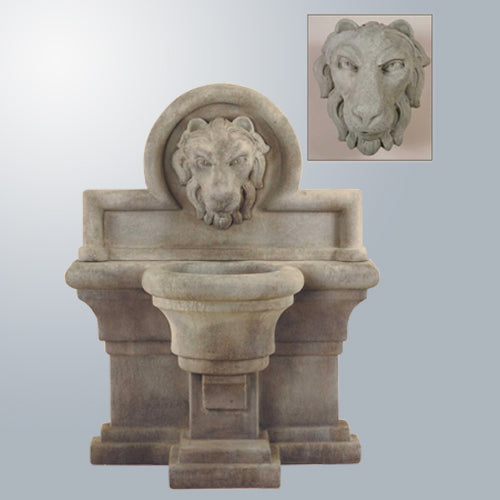 Leone Grande Wall Outdoor Fountain with water flowing
