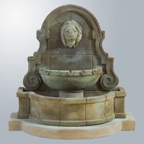Liguria Lion Wall Fountain With Step outdoor water feature