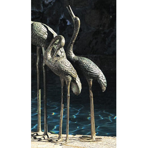 Brass Baron Medium Crane Pair Garden Accent