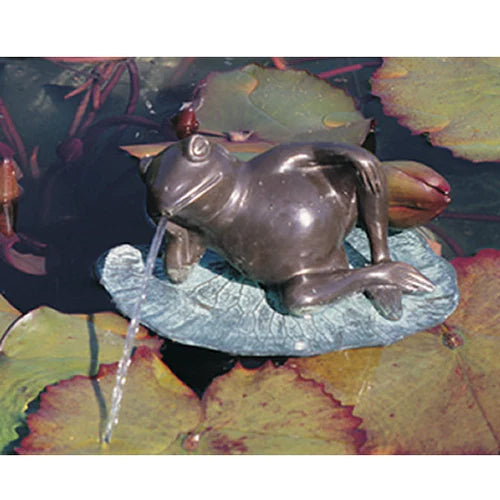 Brass Baron Medium Lazy Frog Garden Accent statue