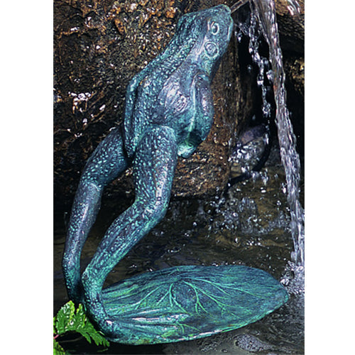 Brass Baron Medium Leaping Frog Garden Accent bronze sculpture