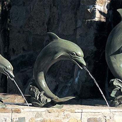 Brass Baron Medium Single Dolphin Garden Pool Accent Sculpture