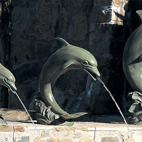 Brass Baron Medium Single Dolphin Garden Pool Accent Sculpture