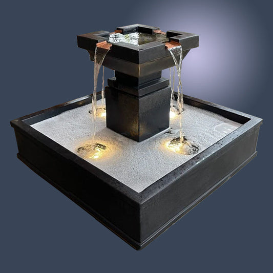 Miramar Square Pond Fountain with water flowing
