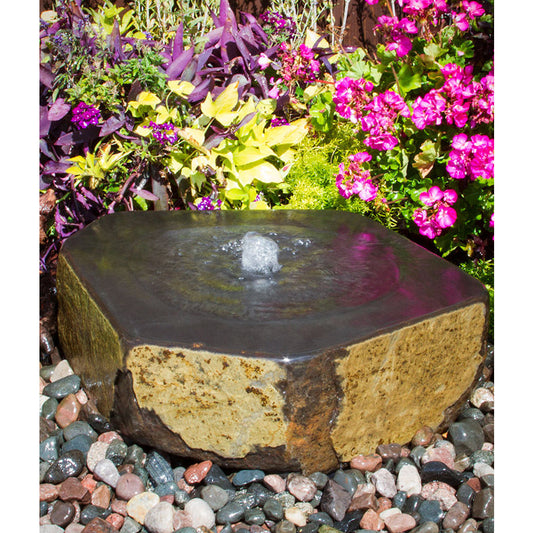 Mizu Kasai Basalt Stone Garden Fountain with water flowing