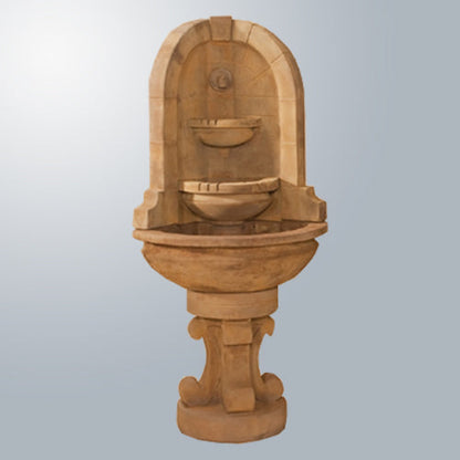 Montefalco Corner Fountain with Concrete Water Spout in a garden setting