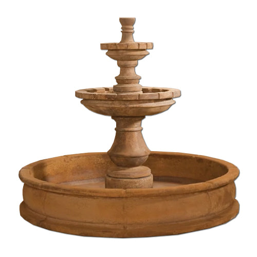 Montefalco Two Tier Pond Fountain with water flowing